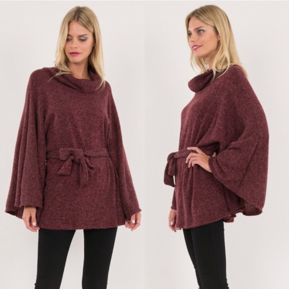 Belted Poncho Sweater